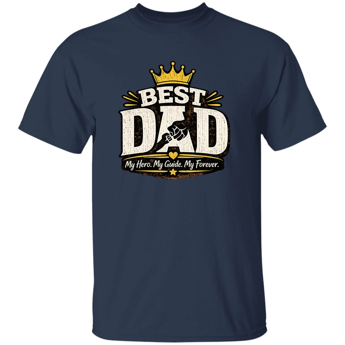 A Navy T shirt with Best DAD on the front