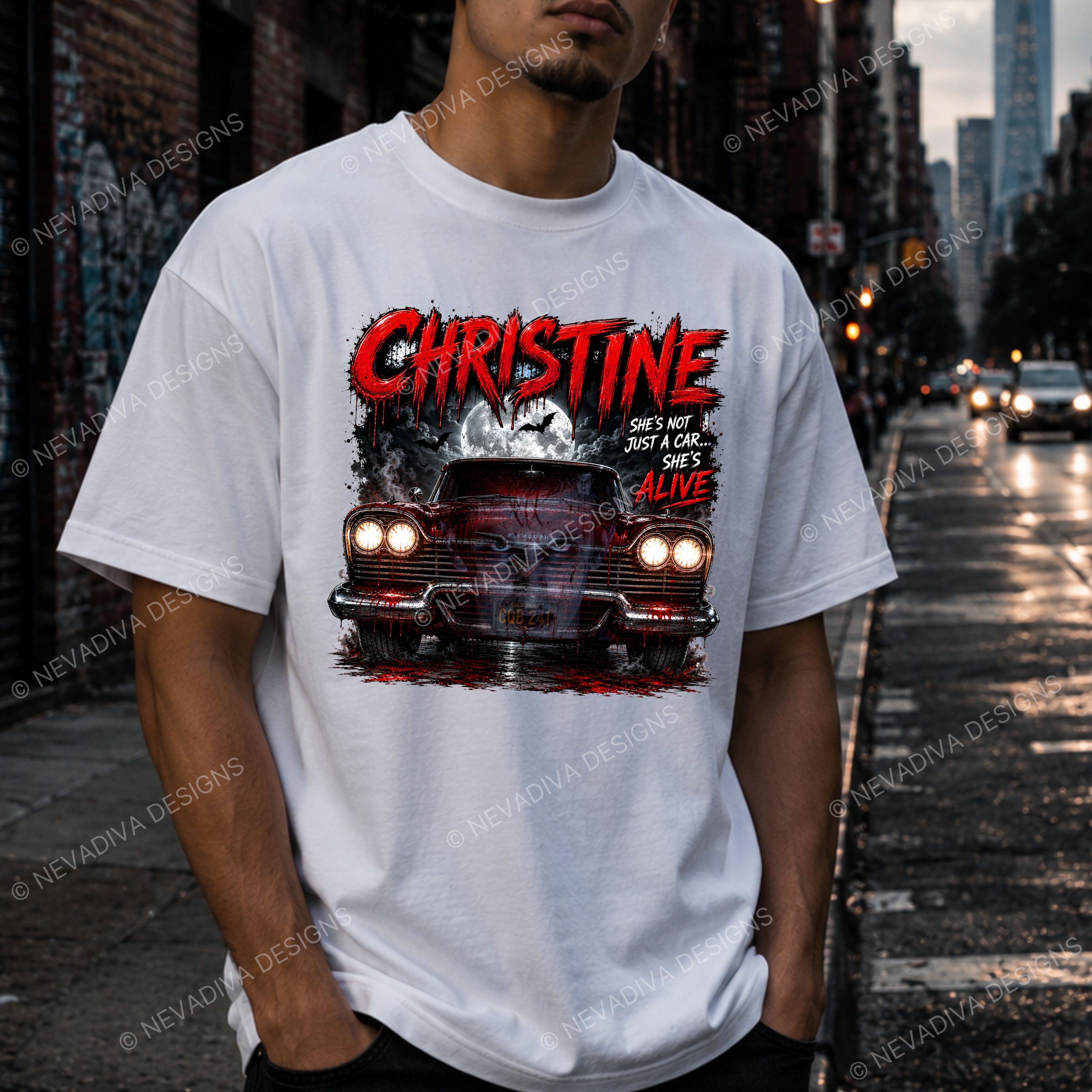  Christine—the car with a mind of her own. Bold, edgy design perfect for horror enthusiasts and movie lovers who appreciate the darker side of pop culture. 