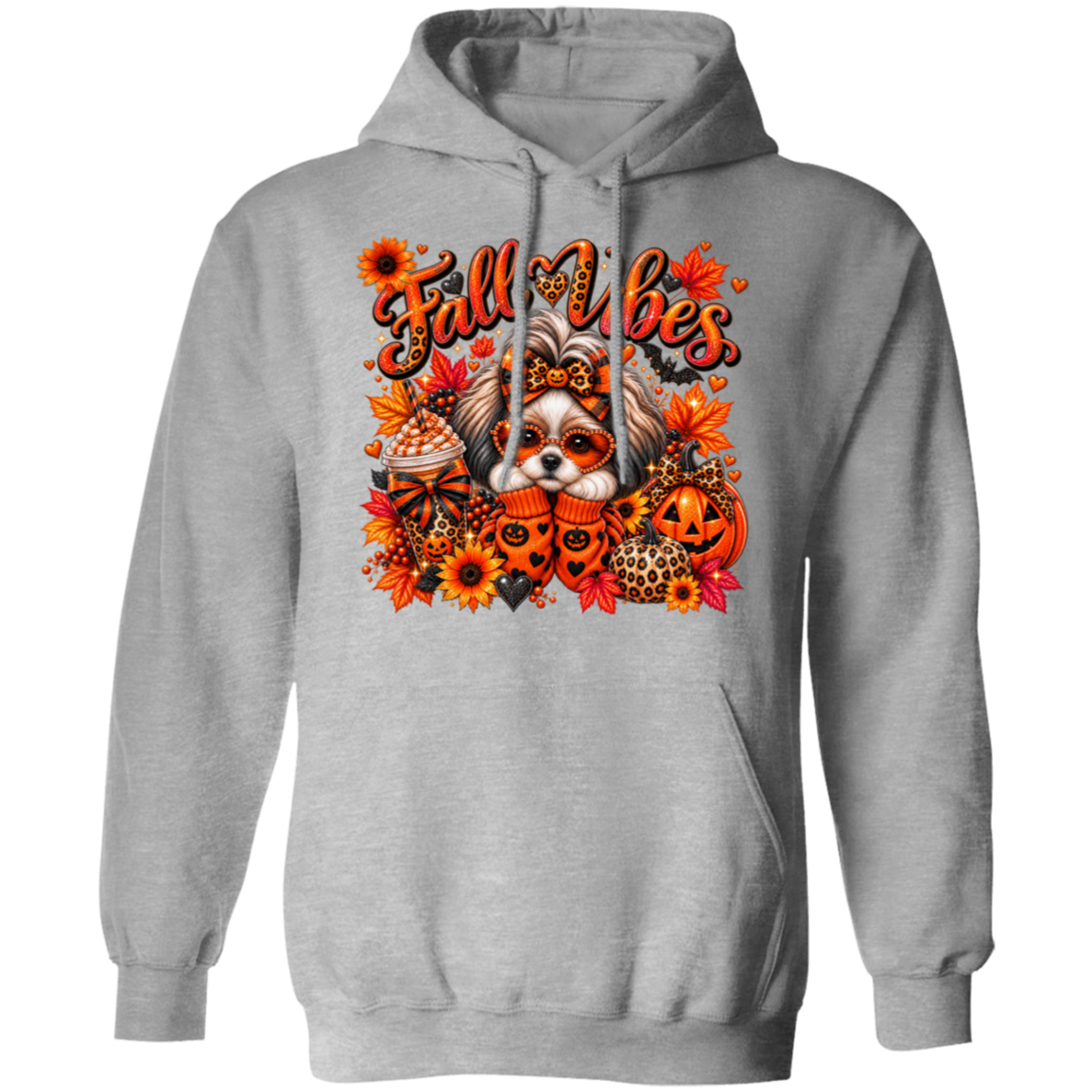 Make your fall outfit extra special with a custom Fall Gray Vibes design created around your favorite dog! This sparkling autumn/Halloween-inspired design can be personalized to give you a one-of-a-kind look.