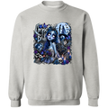 A light gray crewneck sweatshirt featuring a large, detailed gothic graphic on the front. The graphic depicts a pale blue zombie bride surrounded by skulls, candles, roses, and a graveyard scene under a full moon, with the text 'Corpse Bride' written in a stylized font.