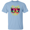 Light blue t-shirt with colorful sunglasses and 'Fun in the Sun' text design on a white background