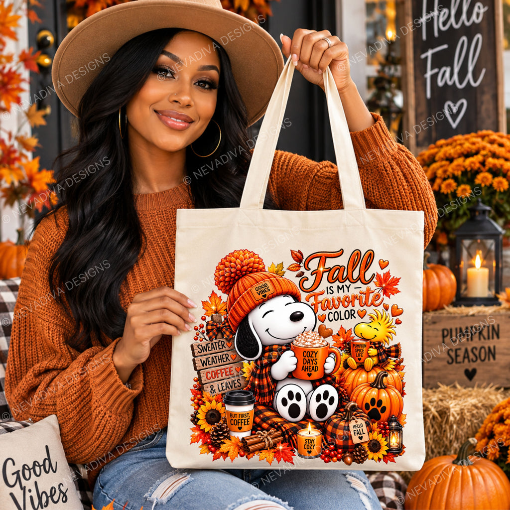 Celebrate cozy season with this colorful “Fall Is My Favorite Color” design filled with pumpkins, falling leaves, pumpkin-spice vibes, warm plaid details, and plenty of autumn charm. A fun seasonal choice for T-shirts, sweatshirts, and tote bags. 🍂🎃☕