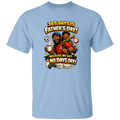 Light blue t-shirt with Father's Day graphic and text on a white background