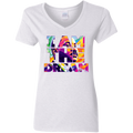 White t-shirt with colorful 'I AM THE DREAM' design on a white background