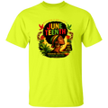 Yellow/GREEN t-shirt with Juneteenth design featuring a woman with an afro and colorful hair, on a white background.