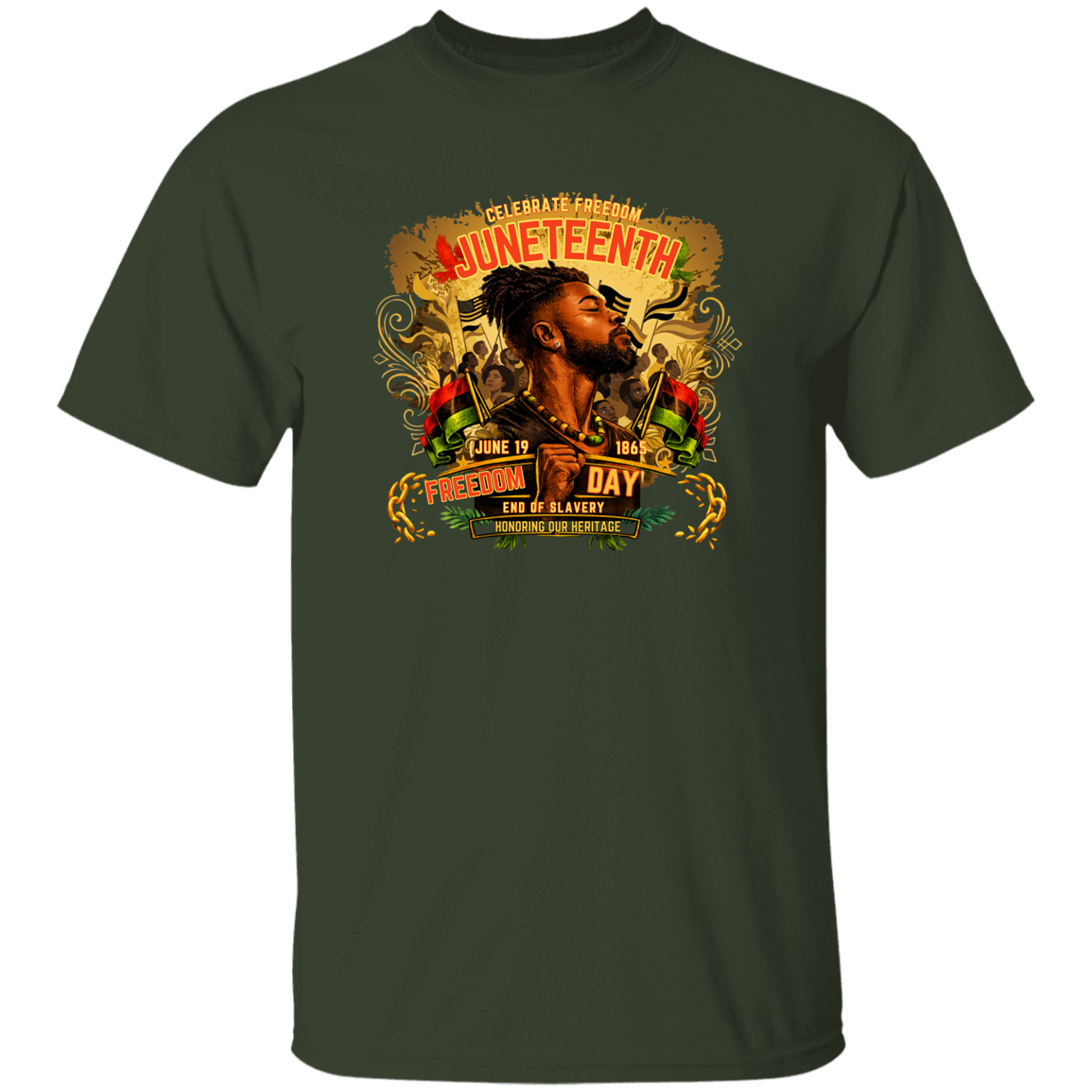Juneteenth Freedom Day military green T-Shirt 