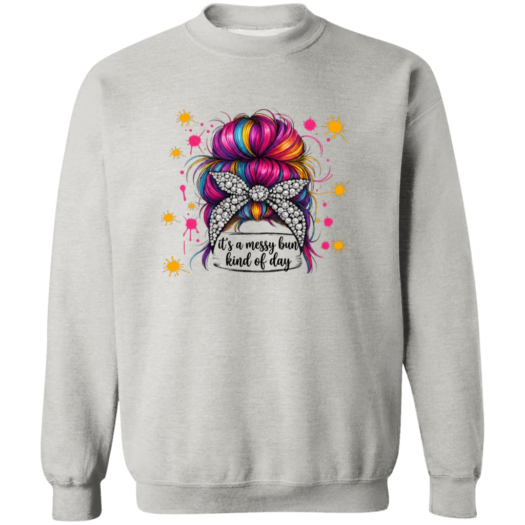 a Ash sweatshirt with a colorful bun design and text.