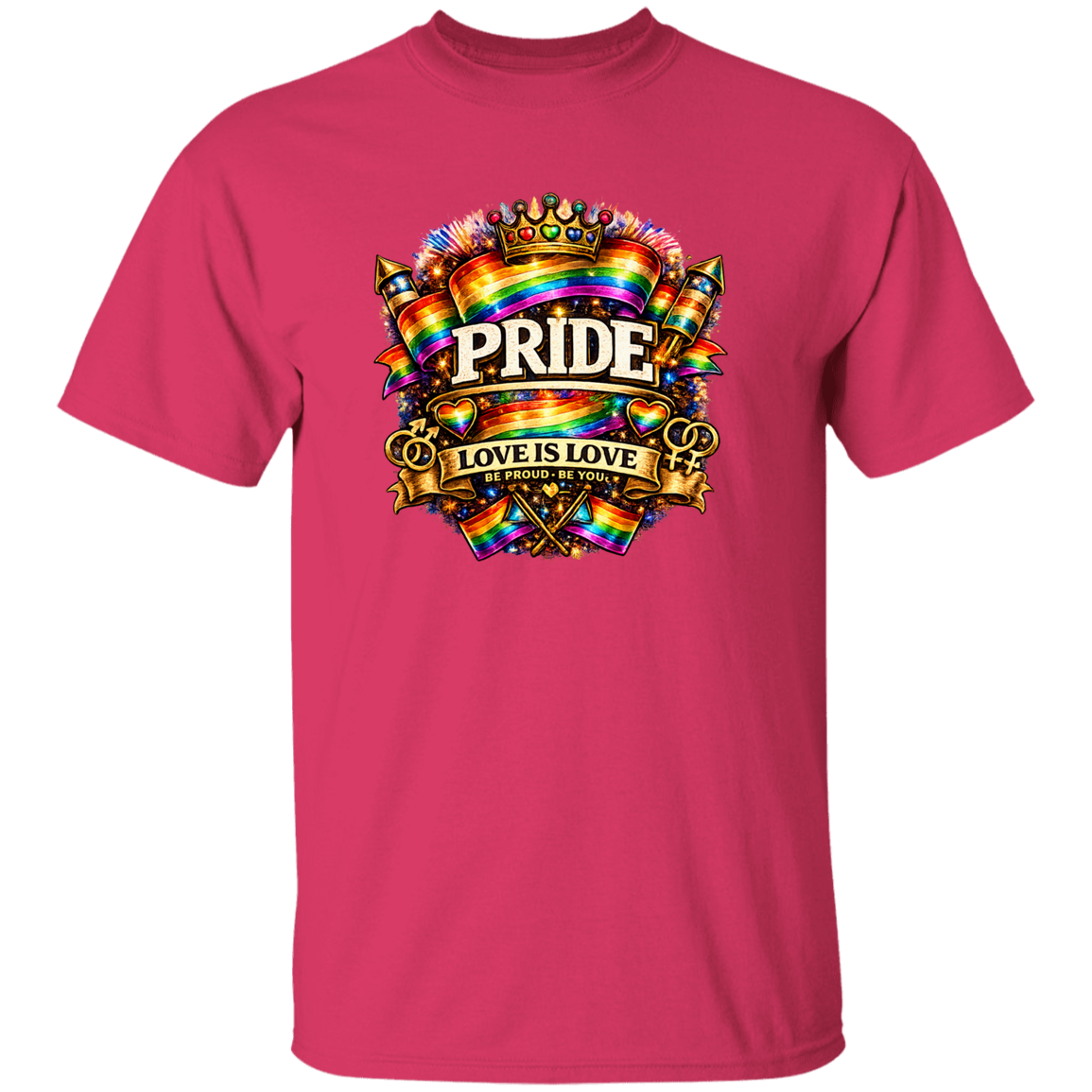 A Garnet T shirt with Pride love is love on the front