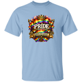 light blue t shirt with Pride love is love on the front 