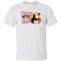 white t-shirt with text PURPOSE_WAS_NEVER_MEANT_TO_FIT_IN_SOMEONE_ELSES_DEFINITION with a white background