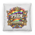 Pillow with Pride design on the front 