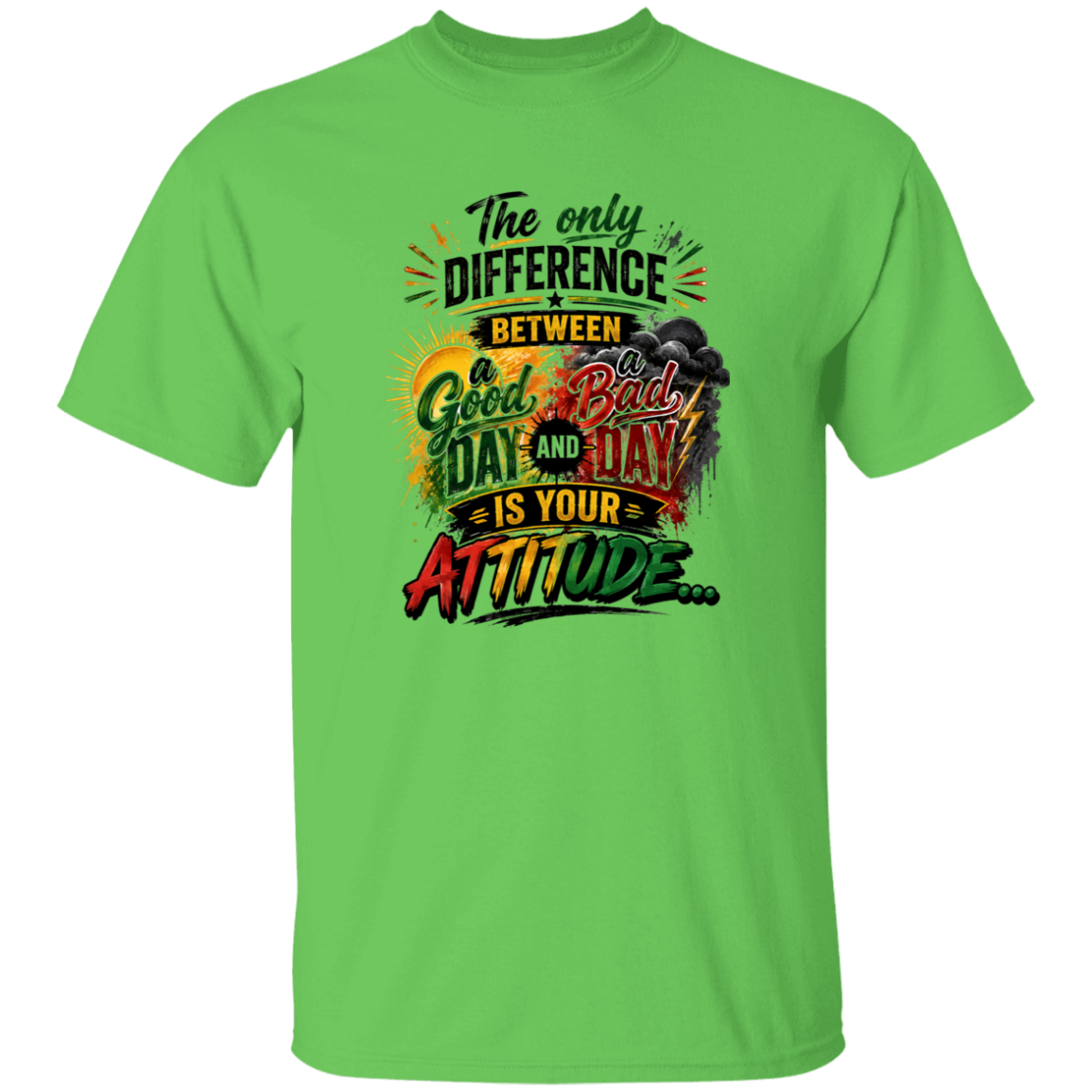 The difference between a Good and Bad Day is your ATTITUDE lime green T-Shirt