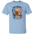a shirt with a dog and text that say my heart has paw prints on your heart