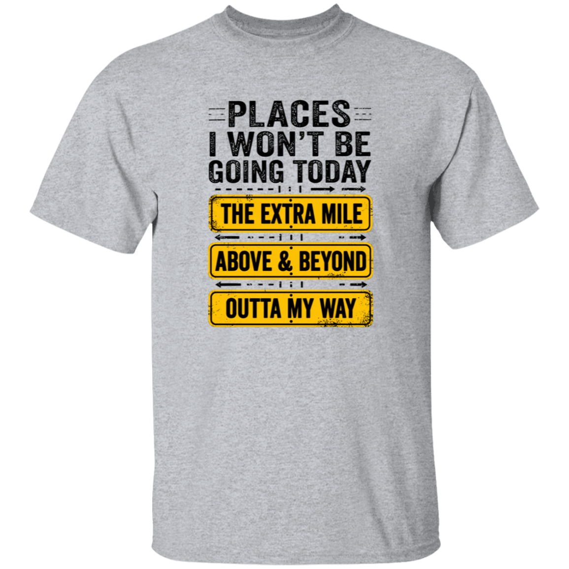 Gray t-shirt with motivational text design on a white background